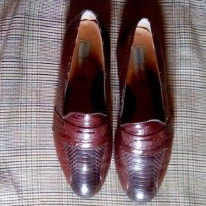Genuine Snake and Leather Two-tone  Brown Loafers by Stacy Adams Mens Size 10 M